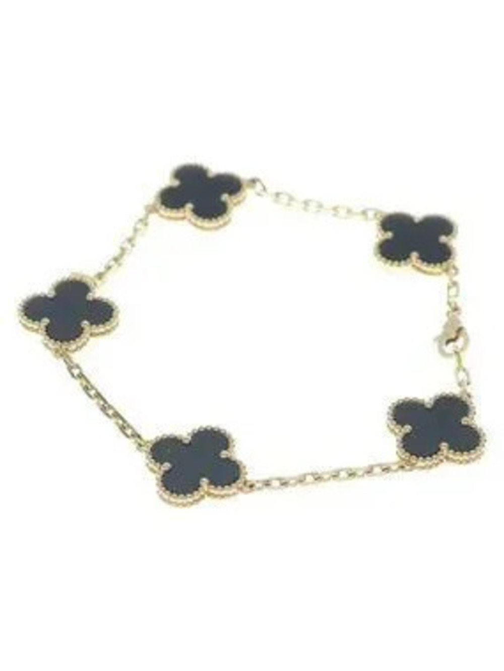 Van Cleef & Arpels Vintage Alhambra Motif Onyx 18k Yellow Gold Bracelet